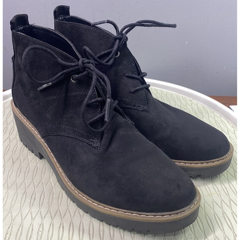 White Mountain Daniella Women's Black Ankle Bootie Short Combat Boots Sz.9.5M